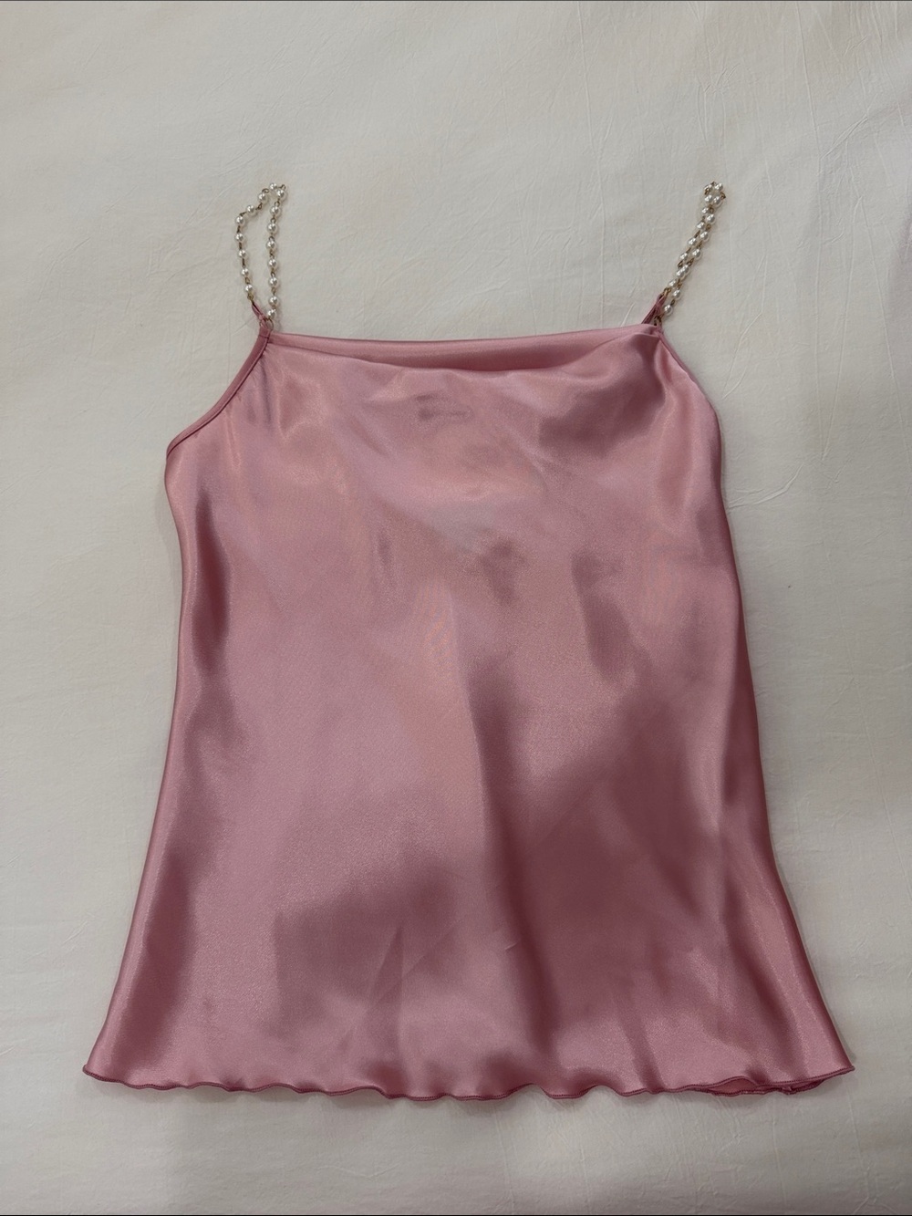 Nicole Miller Pink Pearl-Chain Cowl Cami